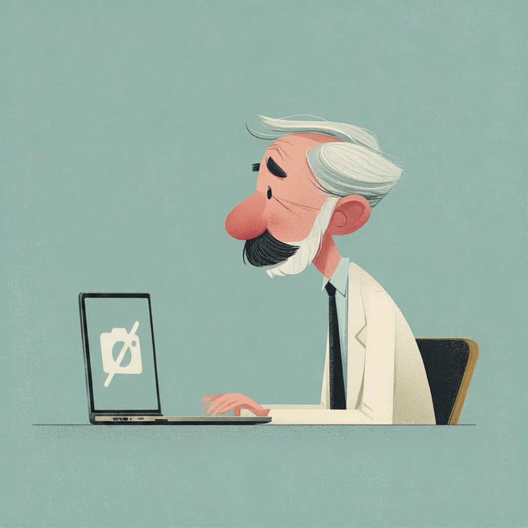 Ilustracja spotkania online, podczas którego jedna z osób ma wyłączoną kamerę w komunikatorze.